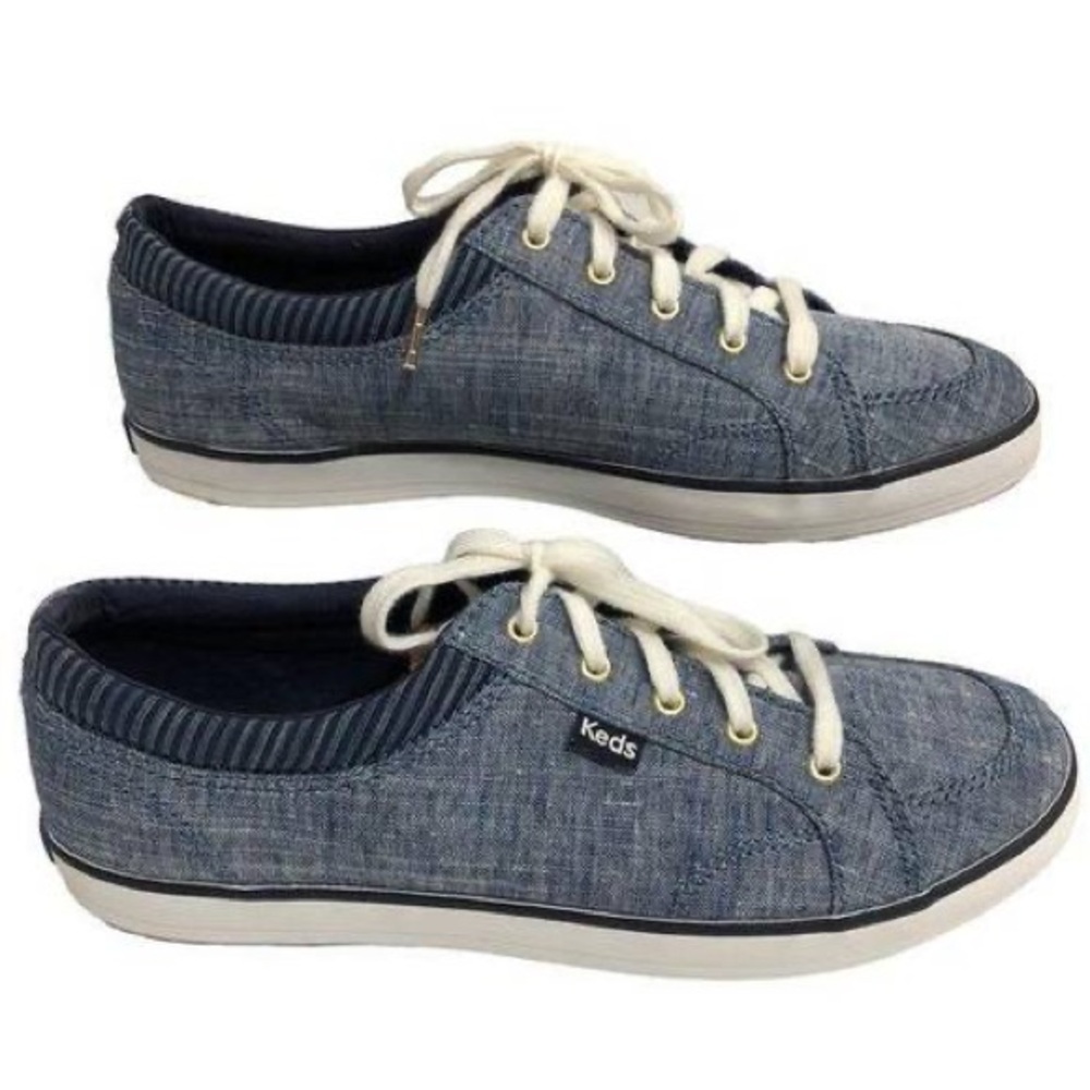 Keds Women’s Size 7.5 Chambray Lace-Up Sneakers - Casual & Stylish!